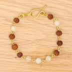 Jade Xinshan & Rudraksha Bracelet in Brass