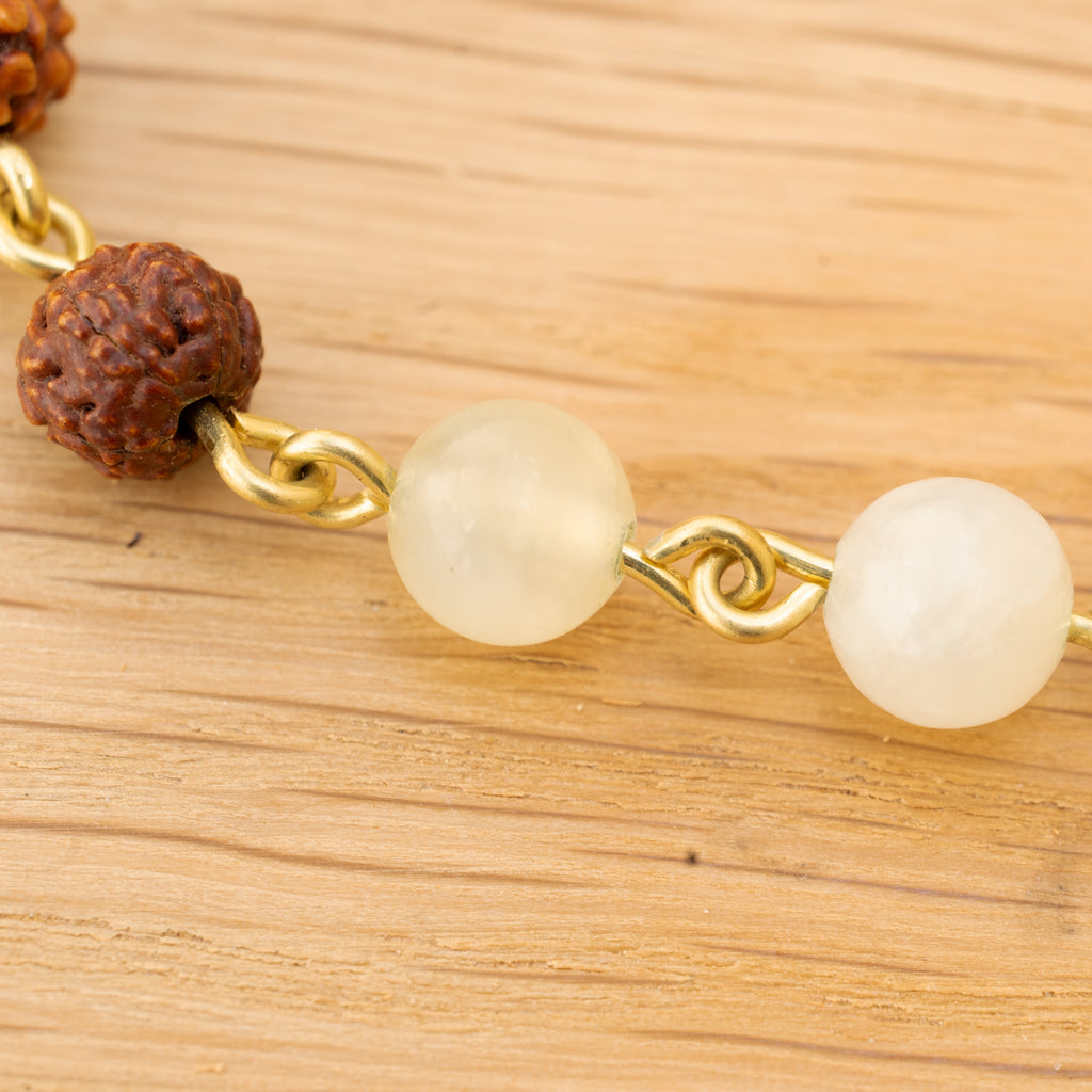 Jade Xinshan & Rudraksha Bracelet in Brass