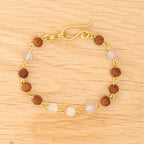 Violet Jade & Rudraksha Bracelet in Brass