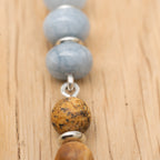Aquamarine & Landscape Jasper Hand Chain in Stainless Steel