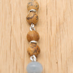 Aquamarine & Landscape Jasper Hand Chain in Stainless Steel