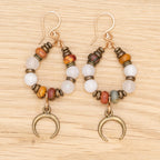 Moonstone & Picasso Jasper Earrings in Bronze