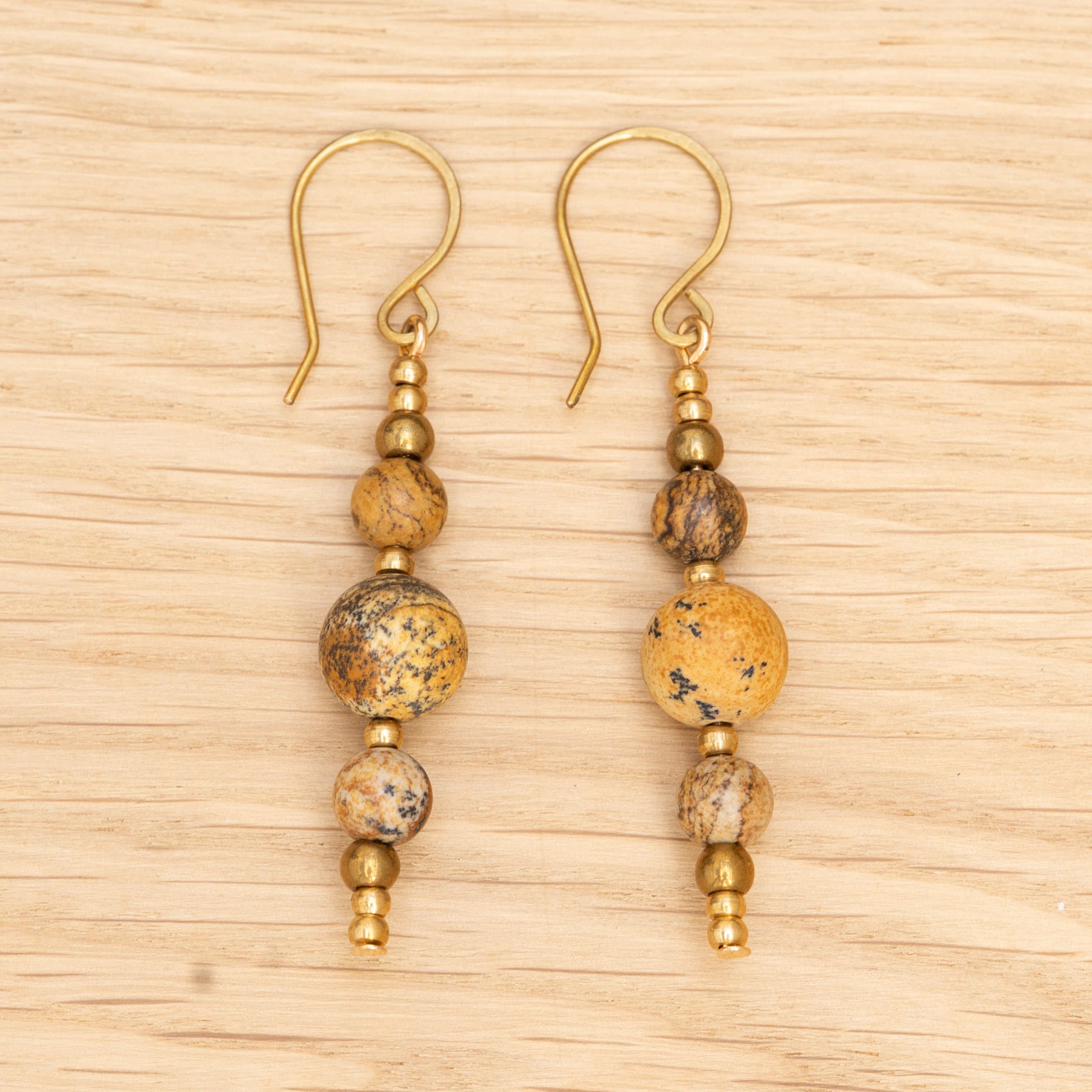 Landscape Jasper Earrings in Brass