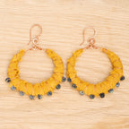 Wrapped Fabric Hoop Earrings in Copper