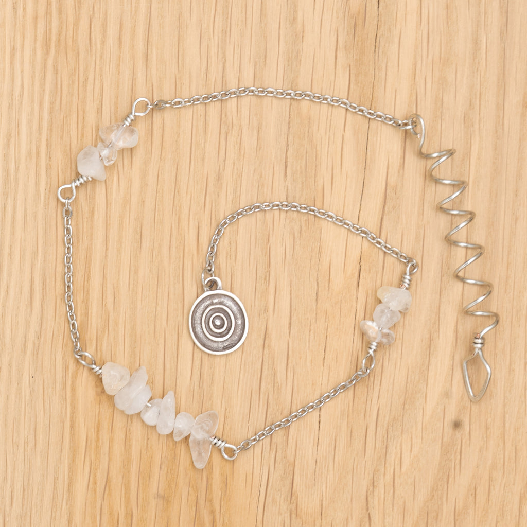 Clear Quartz Hair Twist in Stainless Steel