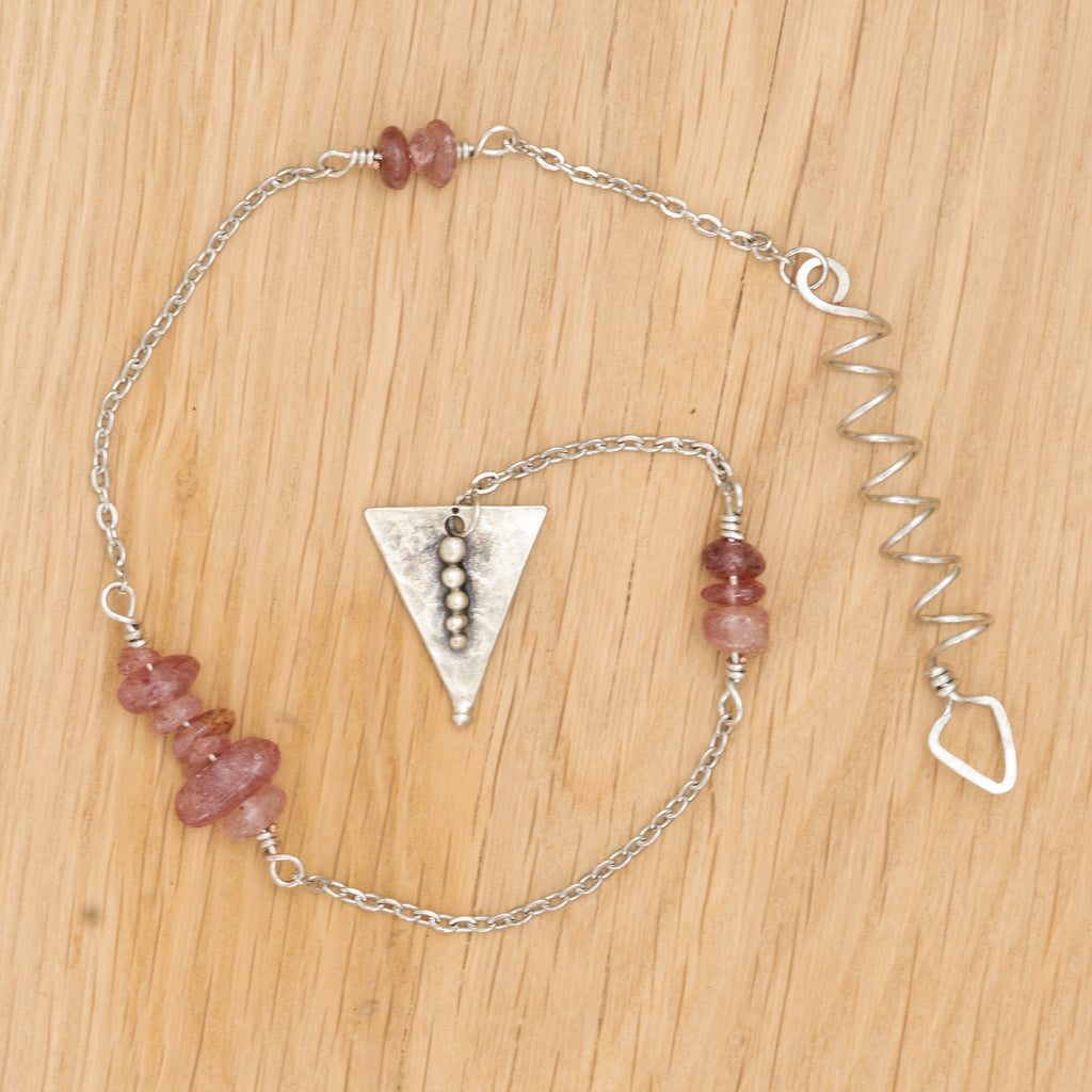 Strawberry Quartz Hair Twist in Stainless Steel