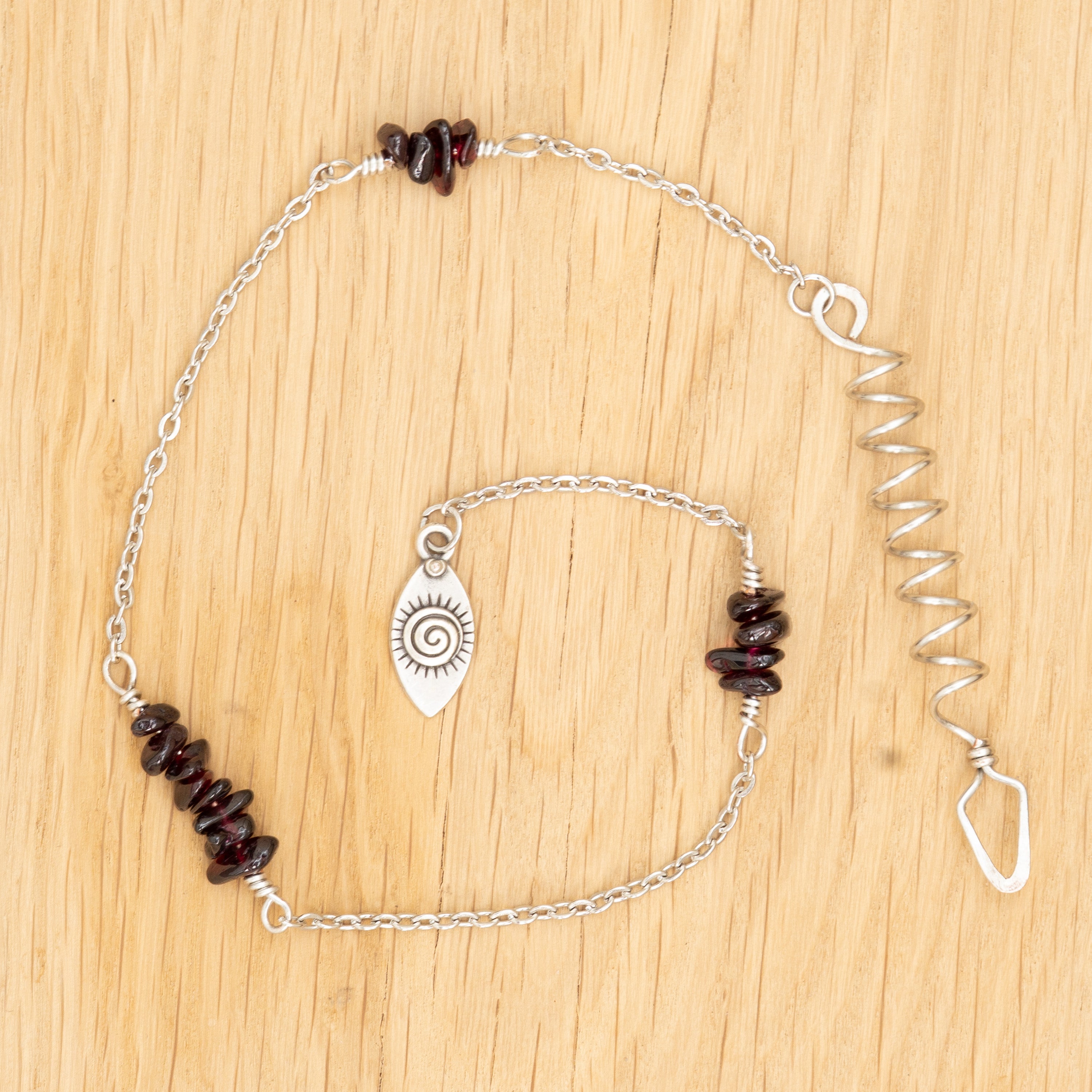 Garnet Hair Twist in Stainless Steel