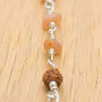 Orange Moonstone & Rudraksha Hair Twist in Stainless Steel