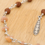 Orange Moonstone & Rudraksha Hair Twist in Stainless Steel