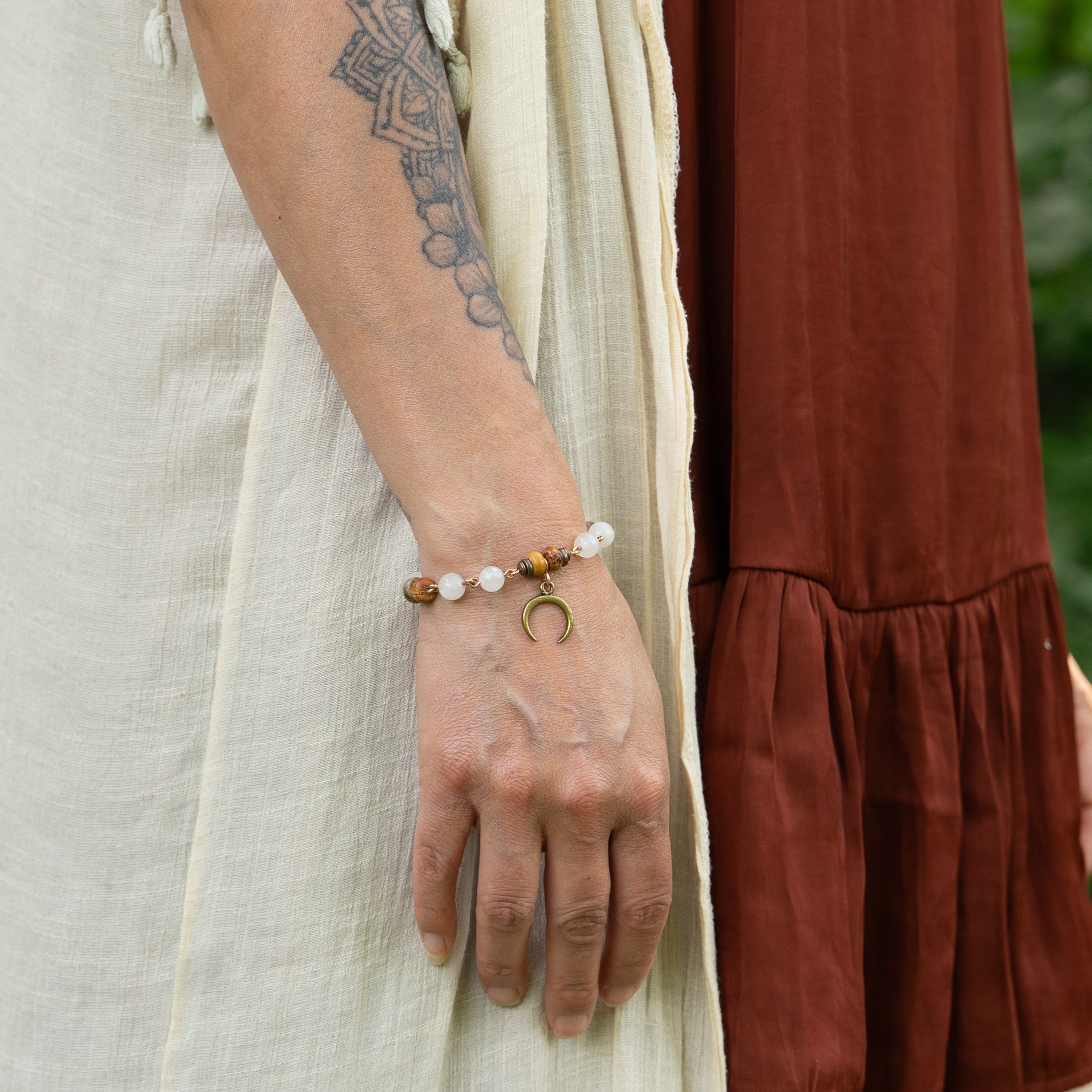 Moonstone & Picasso Jasper Bracelet in Bronze