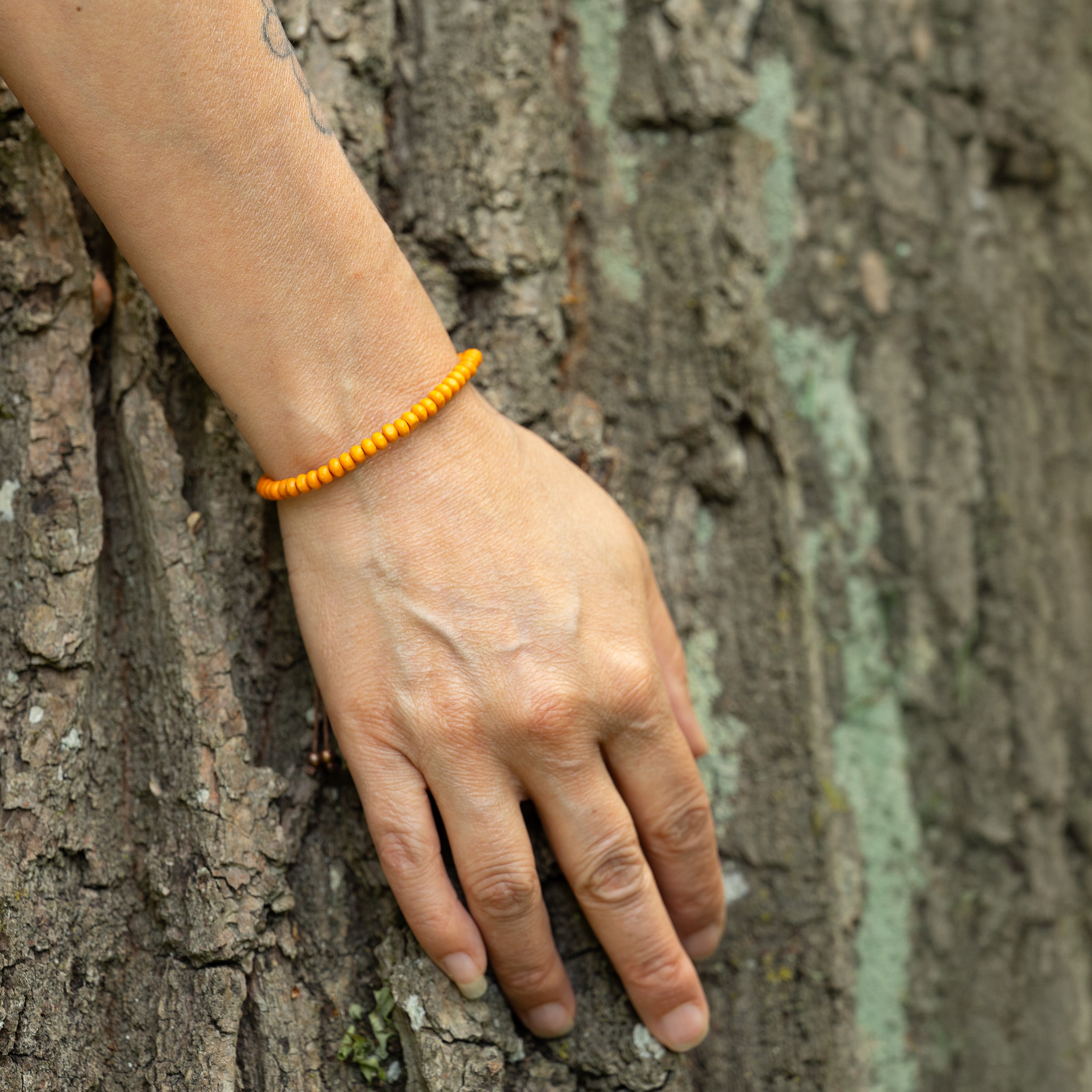 Orange Wood Bead Bracelet