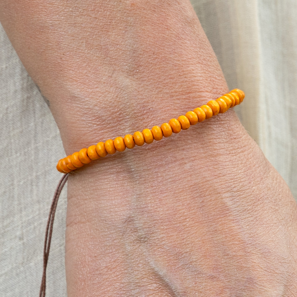 Orange Wood Bead Bracelet