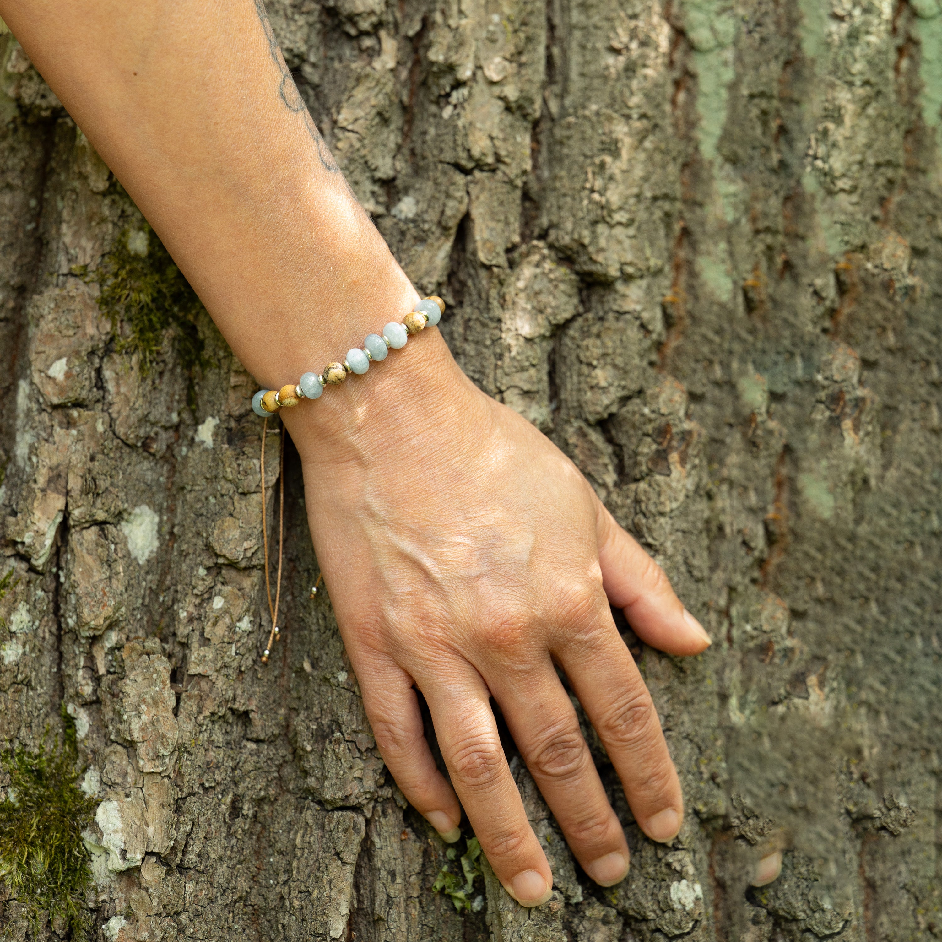 Aquamarine & Landscape Jasper Bracelet