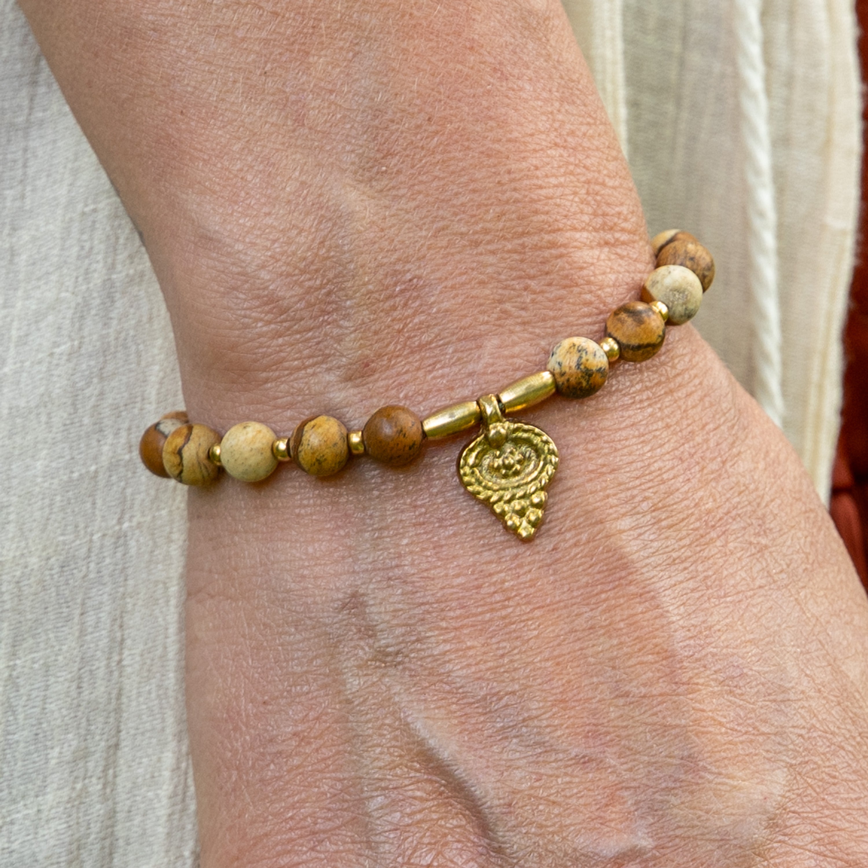 Landscape Jasper & Brass Bracelet