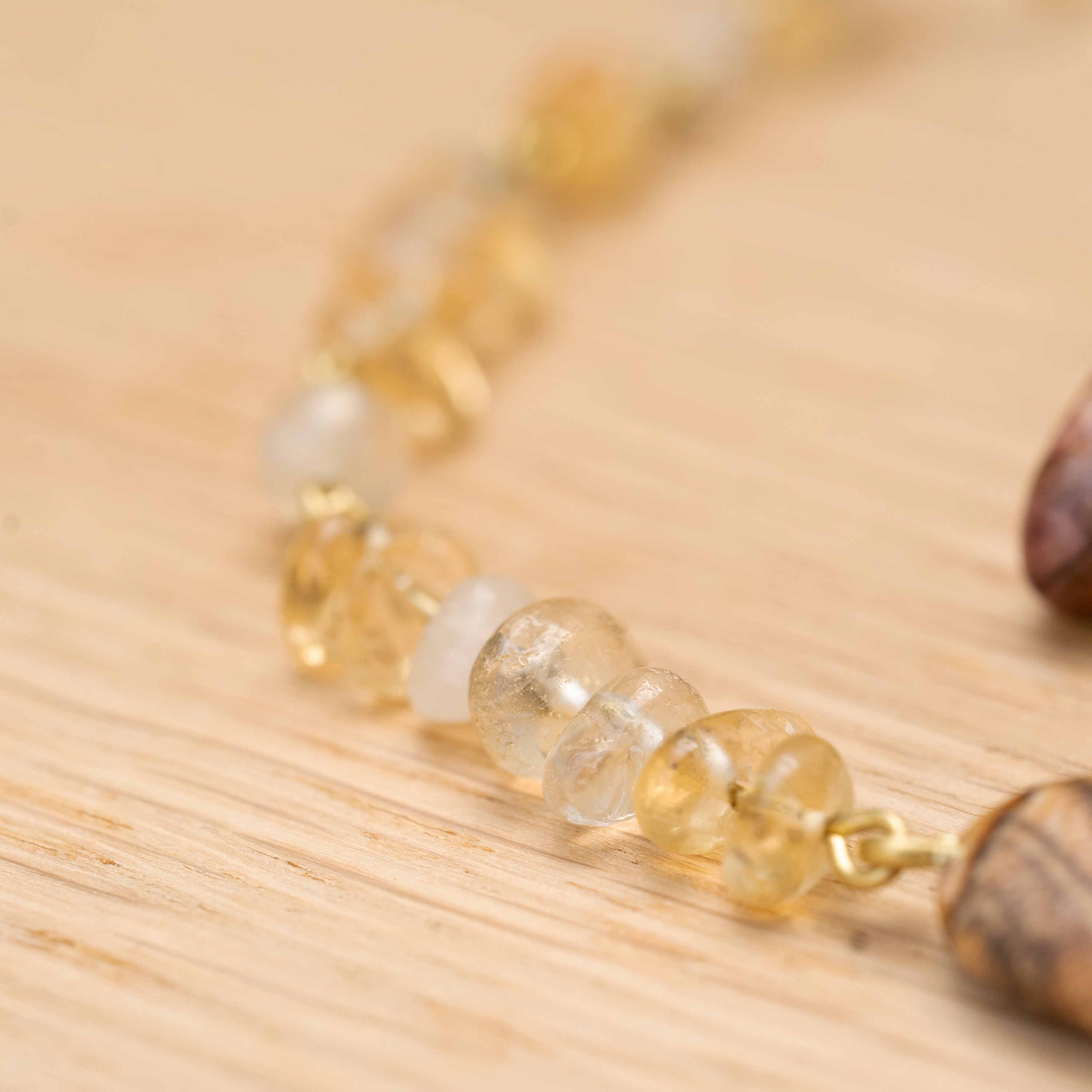 Citrine & Picture Jasper Hair Twist in Brass