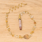 Citrine & Picture Jasper Hair Twist in Brass
