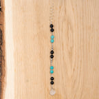 Black Tourmaline, Turquoise & Flourite Hair Twist in Stainless Steel