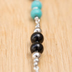 Black Tourmaline, Turquoise & Flourite Hair Twist in Stainless Steel