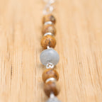 Aquamarine & Landscape Jasper Hair Twist in Stainless Steel