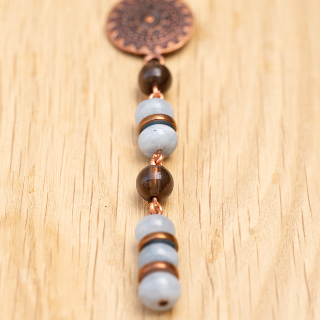 Aquamarine & Smoky Quartz Hair Twist in Copper