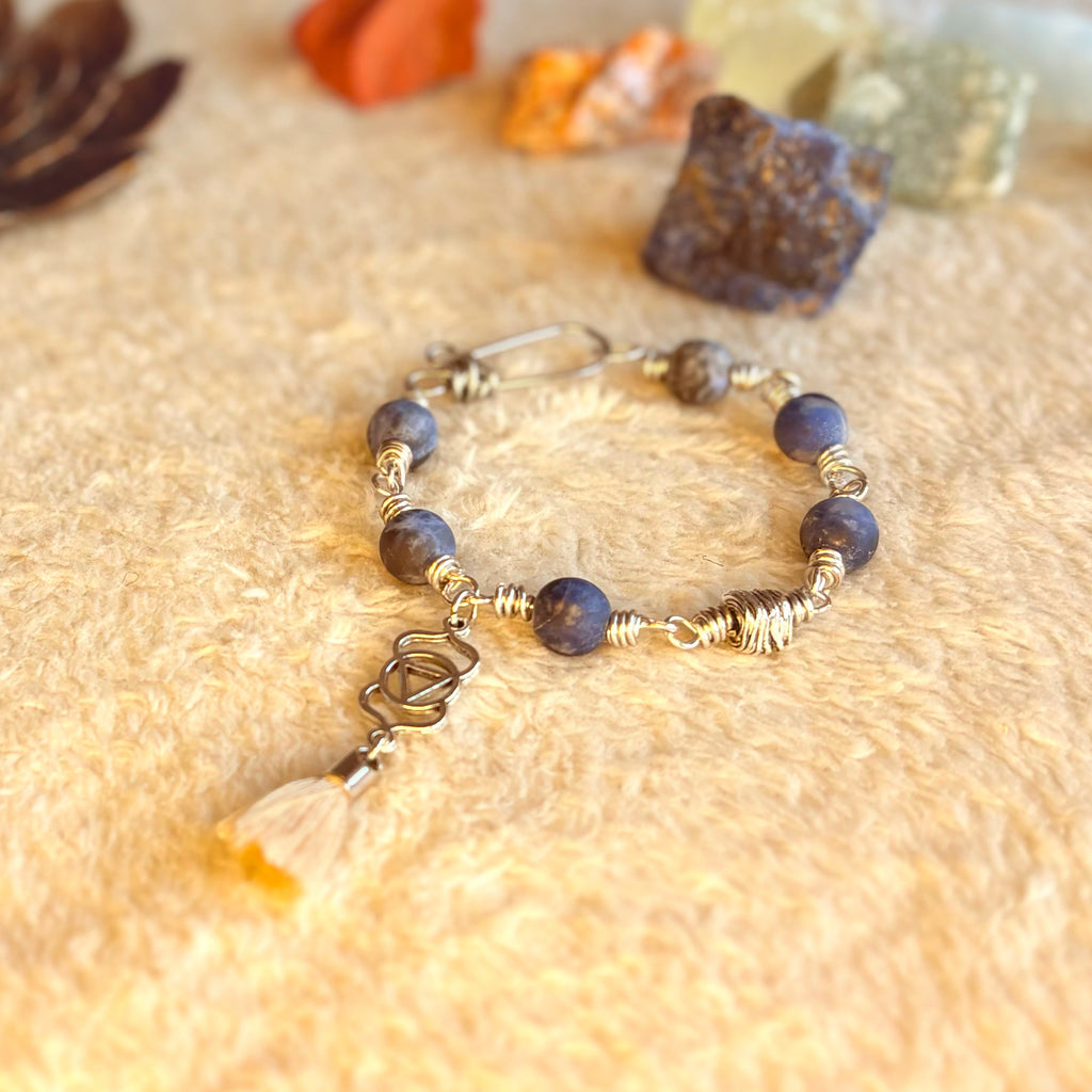 Third Eye Chakra Bracelet – Ajna in Stainless Steel with Blue Sodalite