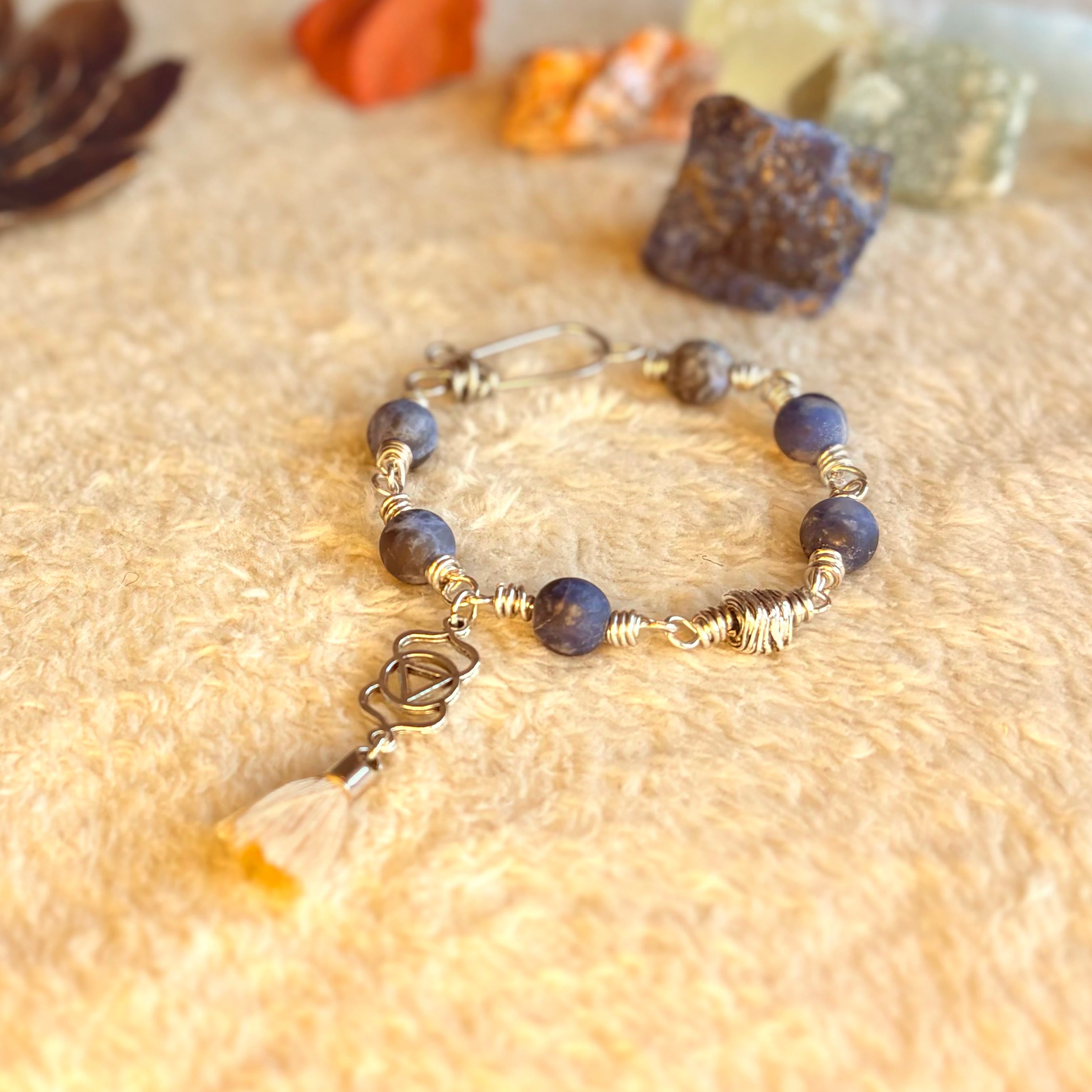 Third Eye Chakra Bracelet – Ajna in Stainless Steel with Blue Sodalite