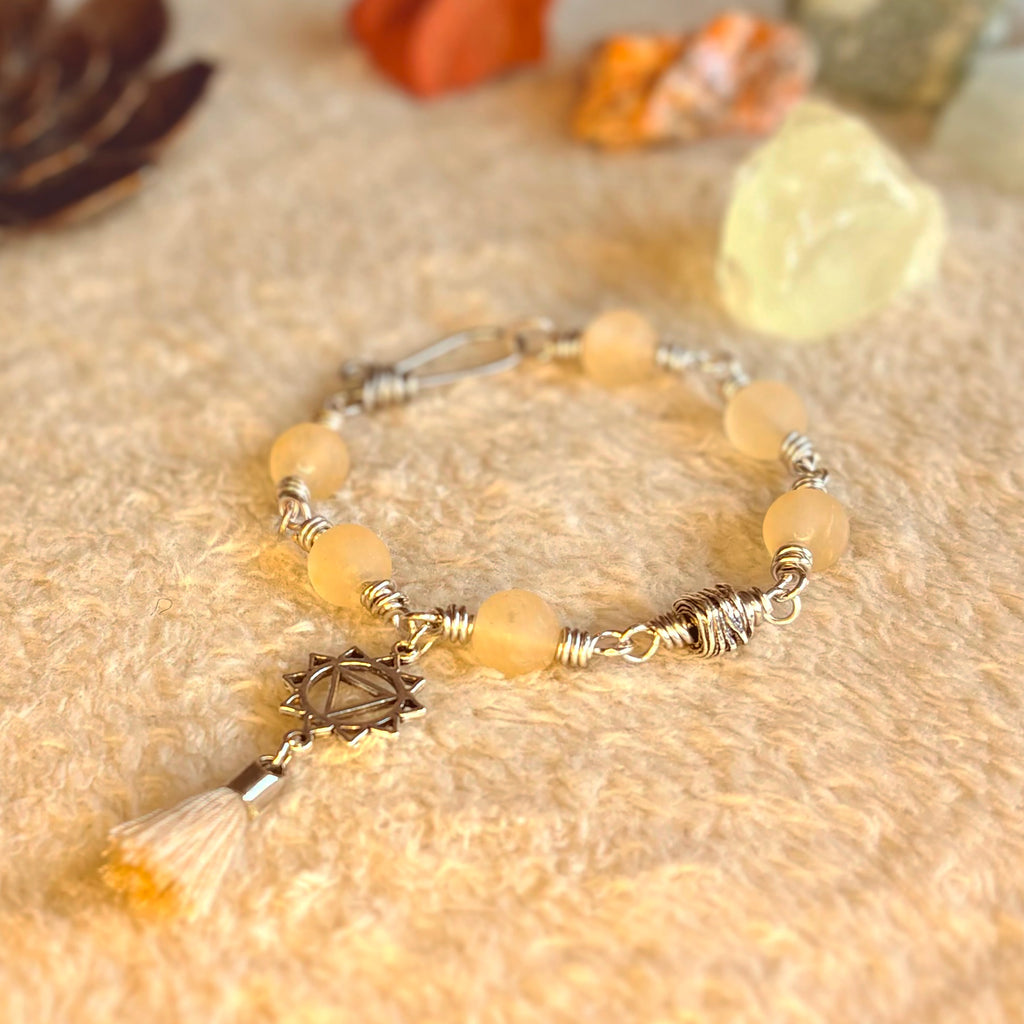 Solar Plexus Chakra Bracelet – Manipura in Stainless Steel with Yellow Quartz