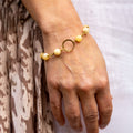 Yellow Calcite Bracelet with Brass Circle Charm