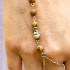 Landscape Jasper Hand Chain with Charm in Stainless Steel