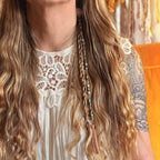 African Turquoise Hair Twist with Leather Tassel in Copper
