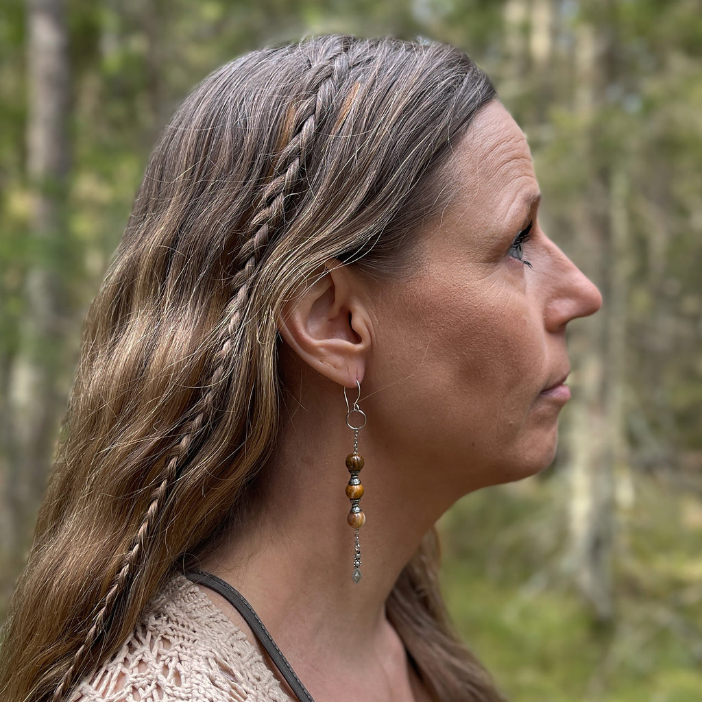 Wood Jasper Earrings in Stainless Steel