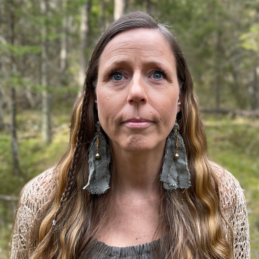 Fabric Fringe Earrings in Bronze