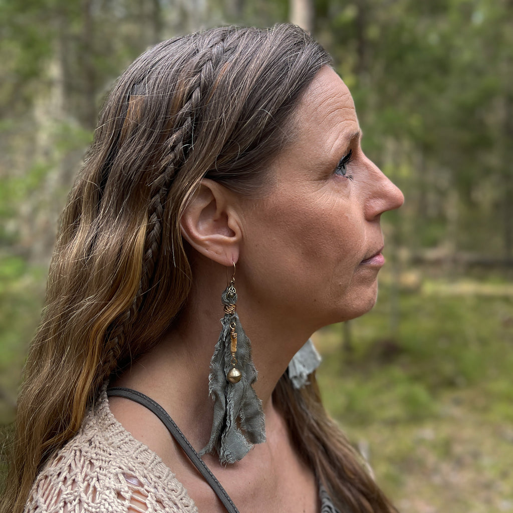 Fabric Fringe Earrings in Bronze