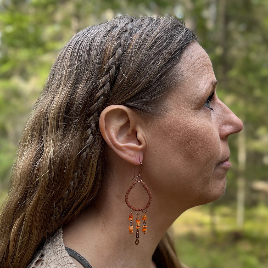 Sea Sediment Jasper Drop Earrings in Copper