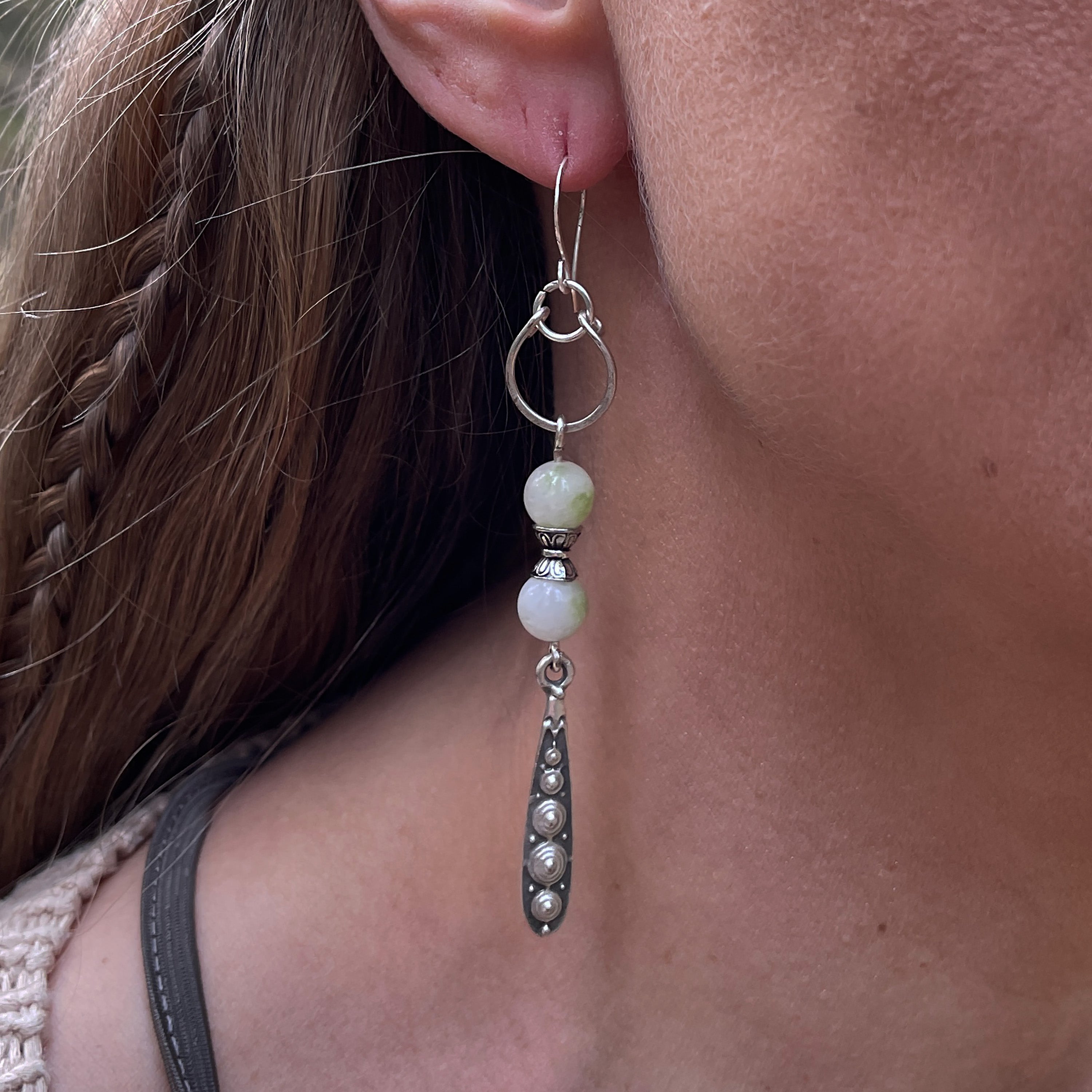 Peridot Drop Earrings in Stainless Steel