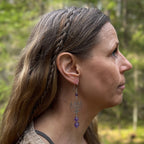 Amethyst Lotus Earrings in Stainless Steel