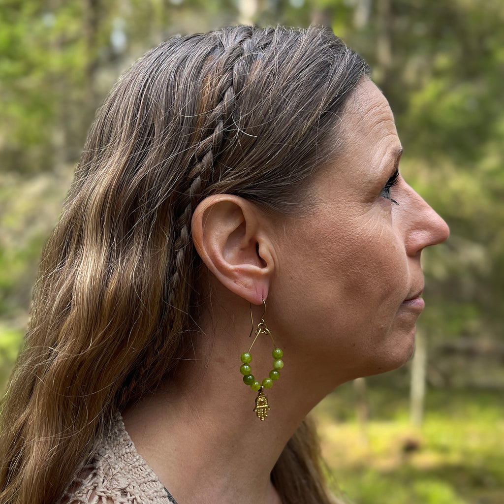 Peridot Protection Earrings in Brass