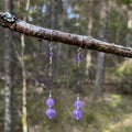 Amethyst Lotus Earrings in Stainless Steel