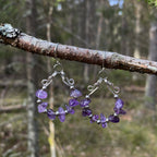Amethyst Hoop Earrings in Stainless Steel