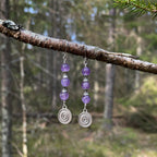 Amethyst Spiral Earrings in Stainless Steel