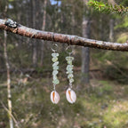 Prehnite and Shell Earrings in Stainless Steel
