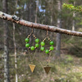 Peridot Dangle Earrings with Triangle Charm in Bronze