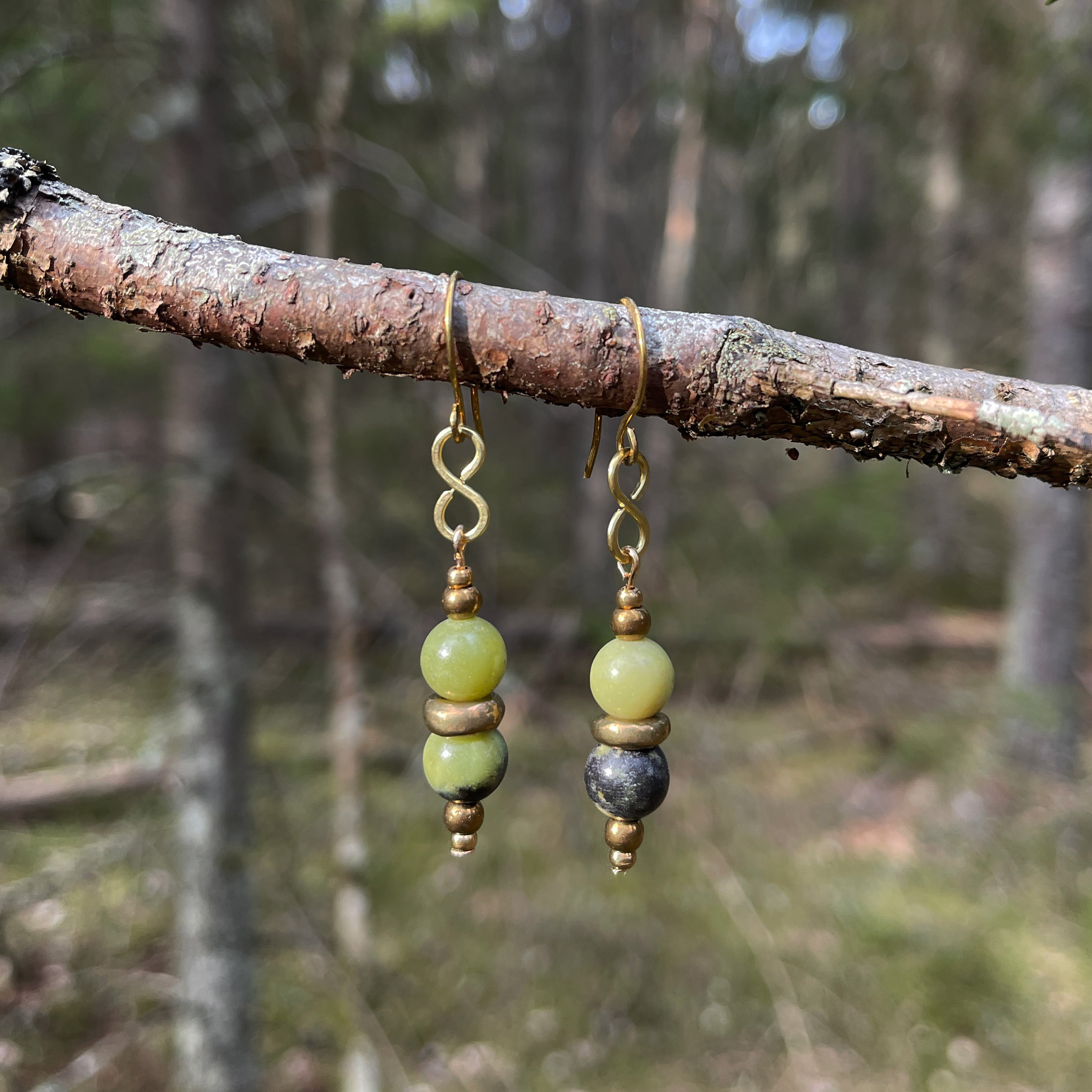 Chrysoprase Earrings in Brass