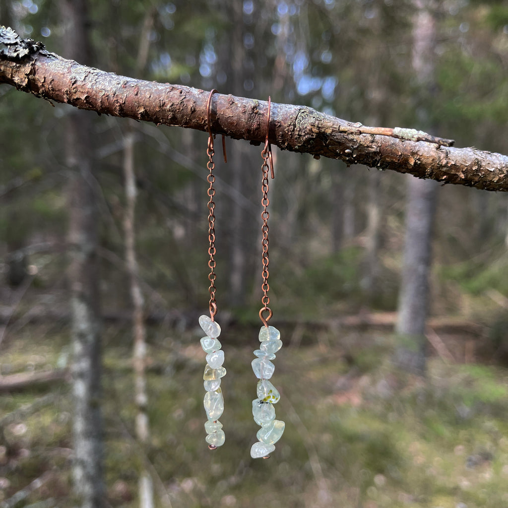 Prehnite Drop Earrings in Copper