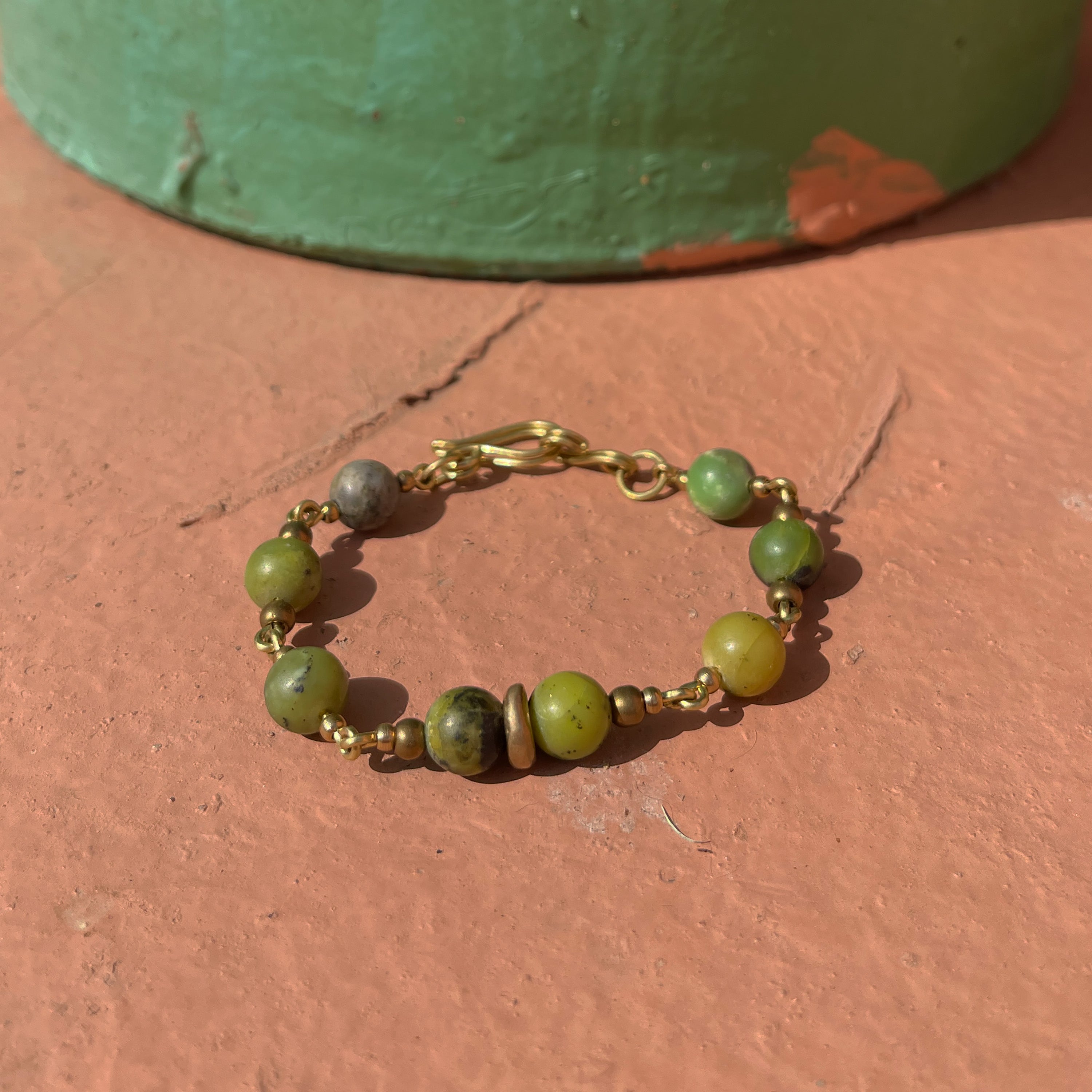 Chrysoprase Bracelet in Brass