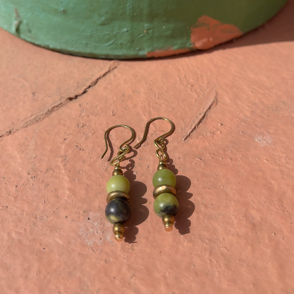 Chrysoprase Earrings in Brass