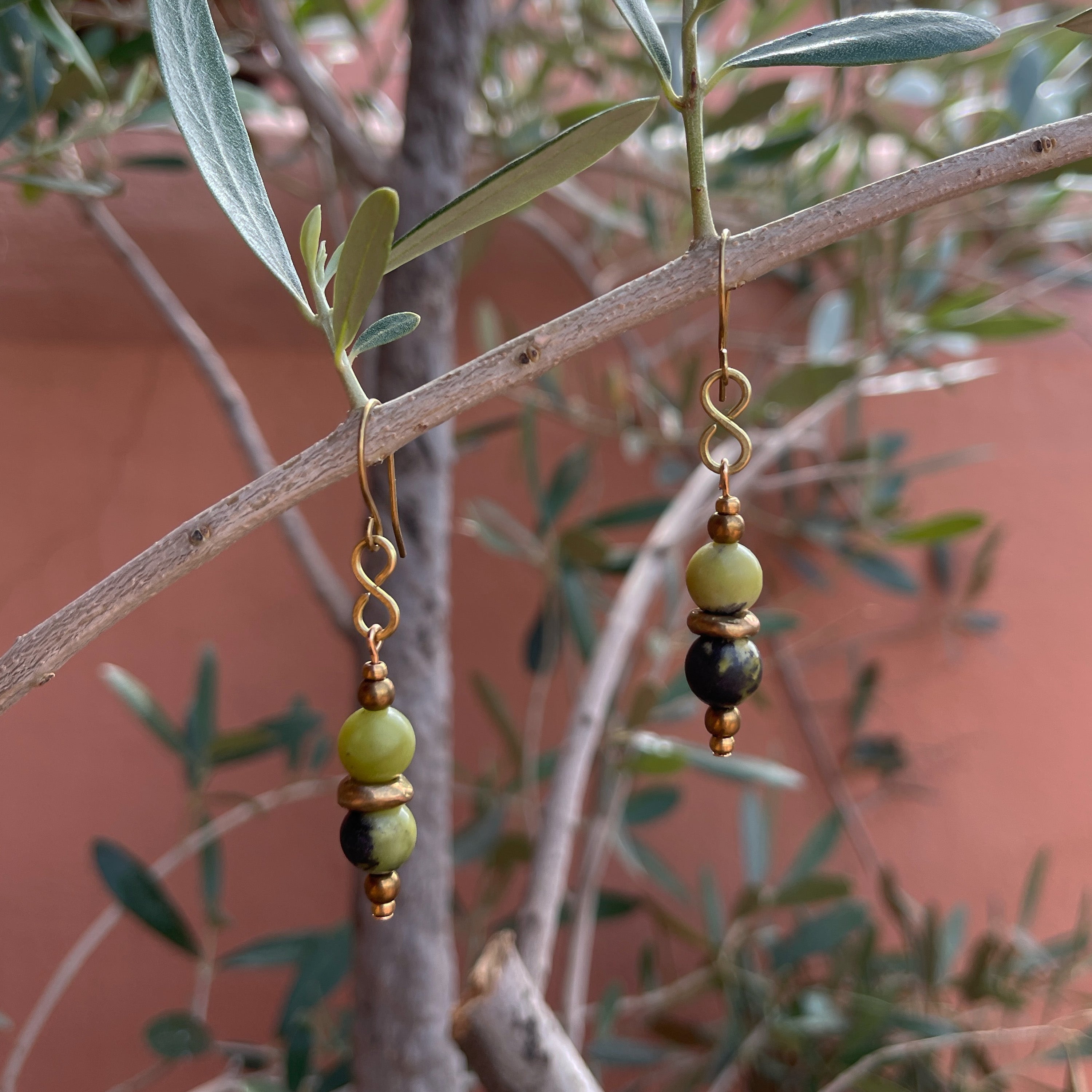 Chrysoprase Earrings in Brass