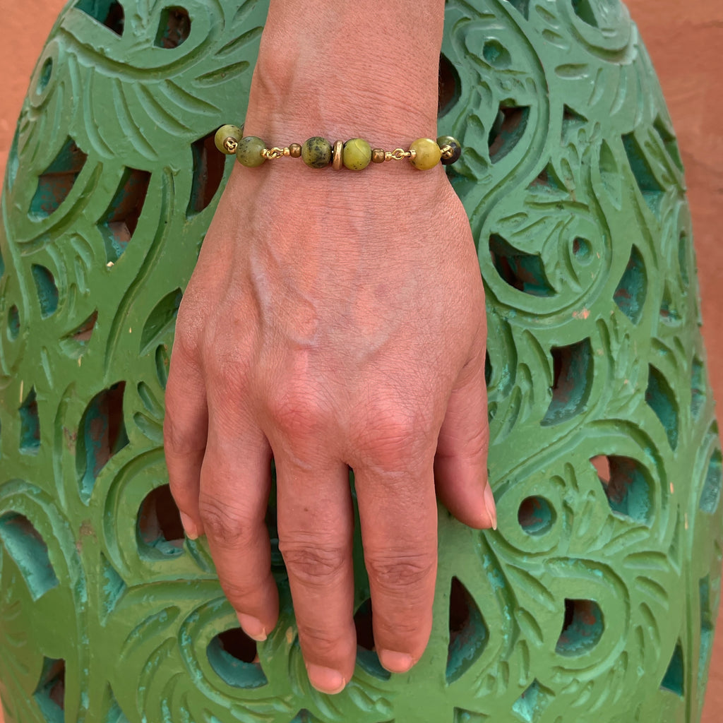 Chrysoprase Bracelet in Brass