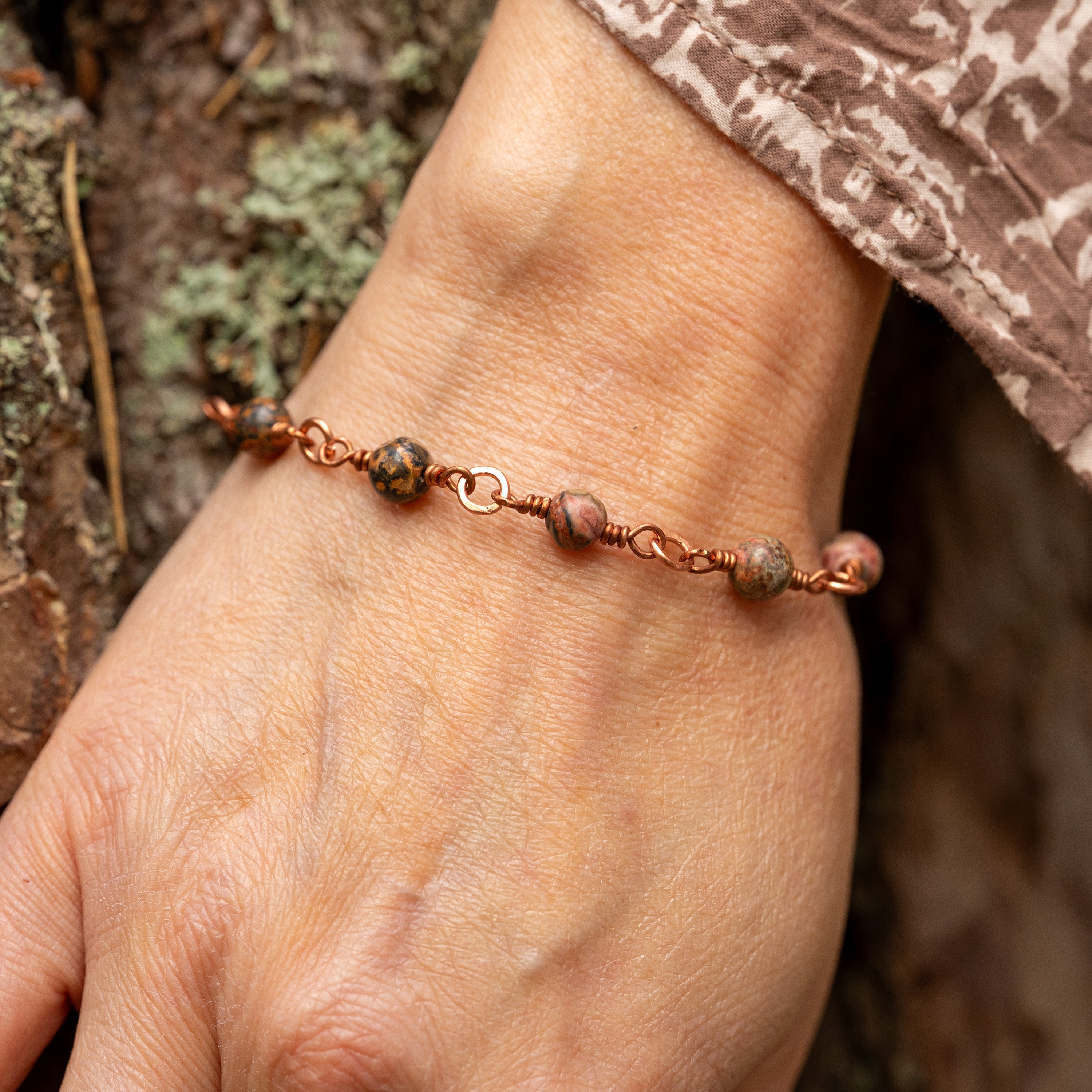 Leopard Skin Jasper Bracelet in Copper