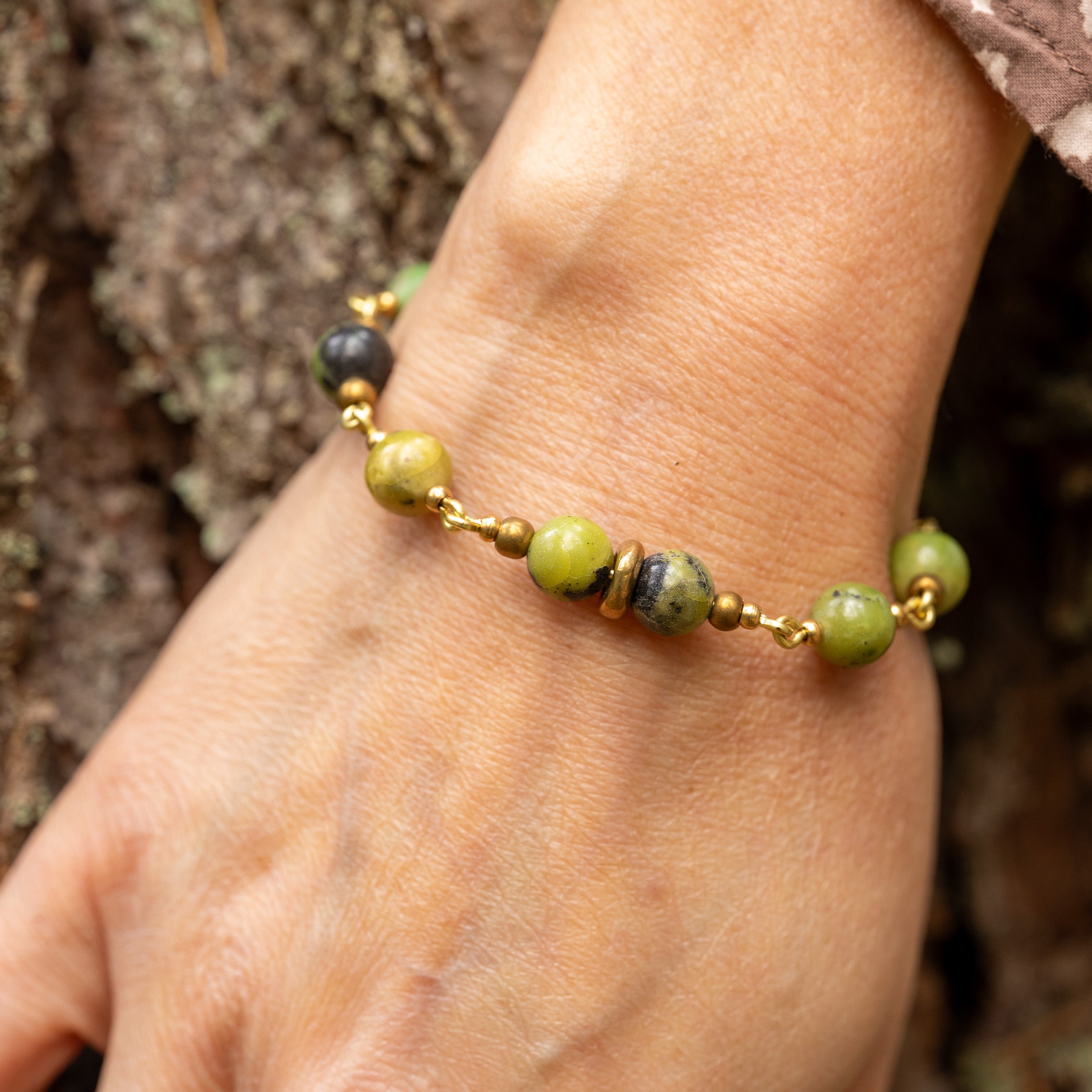 Chrysoprase Bracelet in Brass